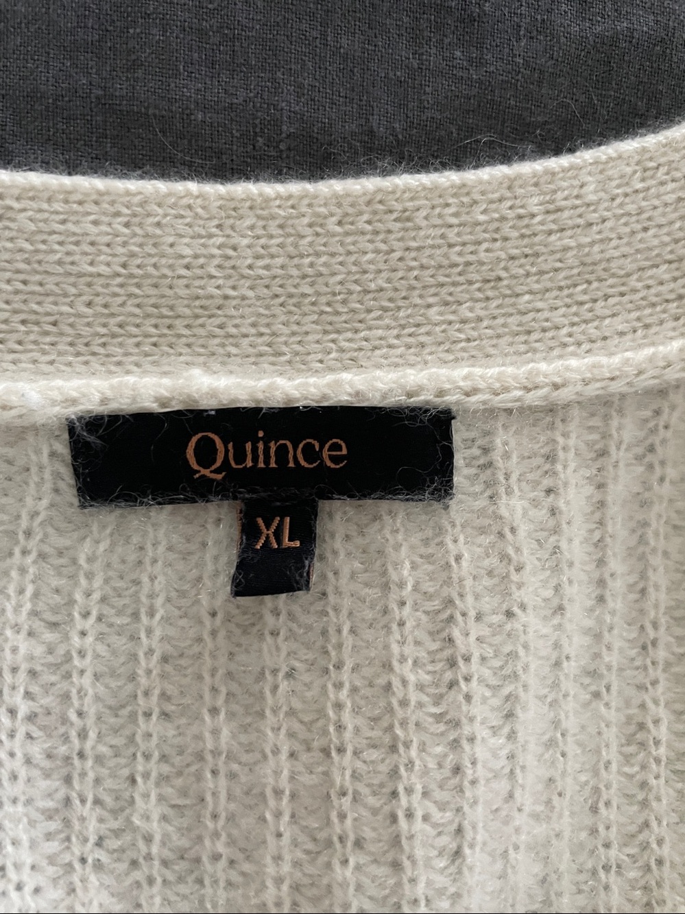 Quince Cream Ribbed V-Neck Cardigan - Picture 12 of 14